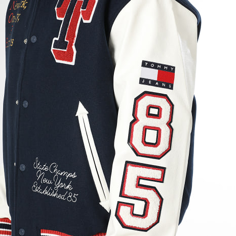 Tommy Jeans - Chaqueta Teddy Varsity Badge 2729 Azul Marino Blanco