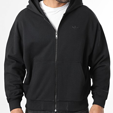 Adidas Originals - Sudadera con capucha y cremallera a bandas Essential JC9579 Negro