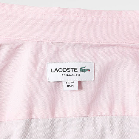 Lacoste - Camisa de mangas largas Regular Fit logo bordado cocodrilo rosa