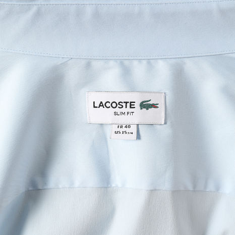 Lacoste - Camisa de Manga Larga Logo Bordado Cocodrilo Azul Claro