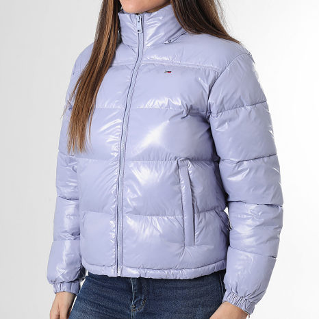 Tommy Jeans - Plumífero con capucha Mujer Packable Hood Essential Puffer Shiny 2039 Violeta