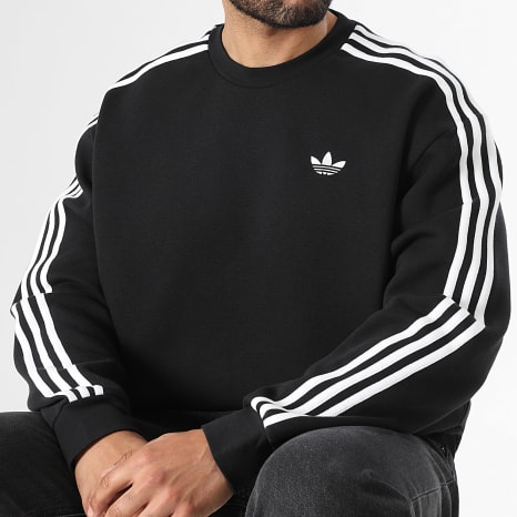 Adidas Originals - Sudadera crewneck con bandas 3 Stripes KE2916 negro blanco Adidas Originals - Sudadera crewneck con bandas 3 Stripes KE2916 negro blanco