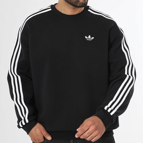 Adidas Originals - Sudadera crewneck con bandas 3 Stripes KE2916 negro blanco Adidas Originals - Sudadera crewneck con bandas 3 Stripes KE2916 negro blanco