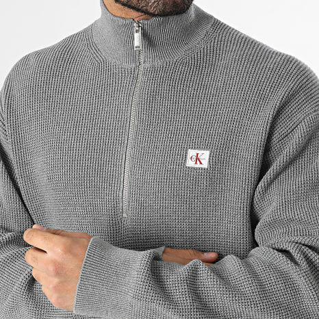 Calvin Klein - Pull Col Zippé Texturé E308 Gris