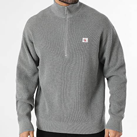 Calvin Klein - Pull Col Zippé Texturé E308 Gris