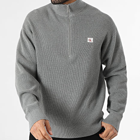 Calvin Klein - Pull Col Zippé Texturé E308 Gris