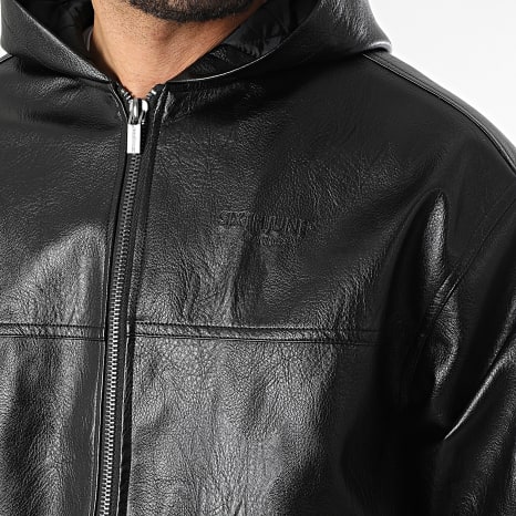 Sixth June - Veste Simili Cuir Capuche Zippée 748 Noir