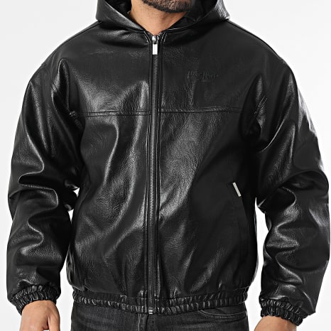 Sixth June - Veste Simili Cuir Capuche Zippée 748 Noir