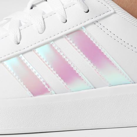 Adidas Performance - Zapatillas Mujer Grand Court 3.0 J JQ1978 Footwear Blanco Iridiscente Casi Rosa