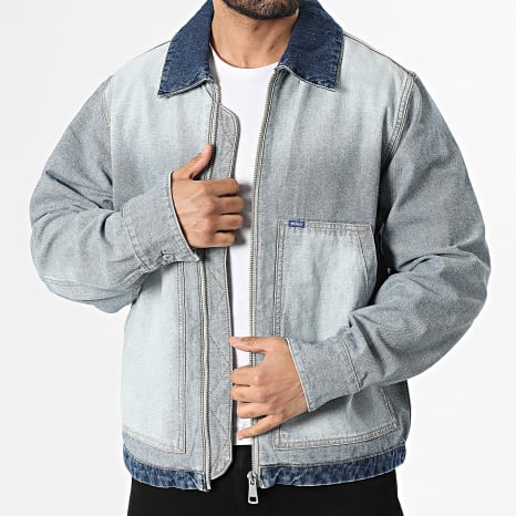 Hugo Blue - Veste Jean Zippé Talian 50553455 Bleu Wash Bleu Denim