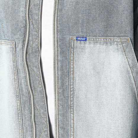 Hugo Blue - Veste Jean Zippé Talian 50553455 Bleu Wash Bleu Denim