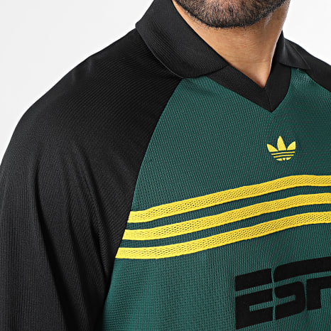 Adidas Originals - Sudadera Crewneck Cuello V Chest Stripes ESPN KE3315 Verde Negro Amarillo