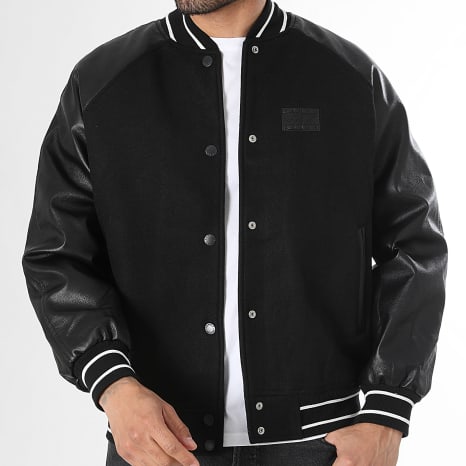 Tommy Jeans - Chaqueta Teddy de Piel Sintética TJM Flag Varsity 2557 Negra