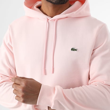 Lacoste - Sudadera Capucha Logo Bordado Cocodrilo Classic Fit Rosa