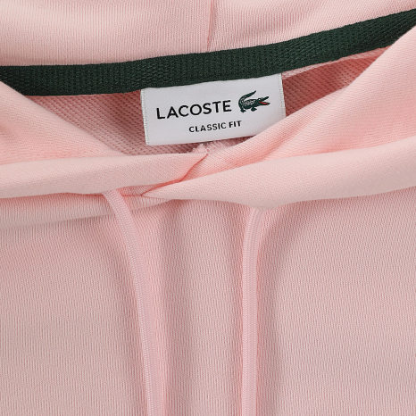 Lacoste - Sudadera Capucha Logo Bordado Cocodrilo Classic Fit Rosa