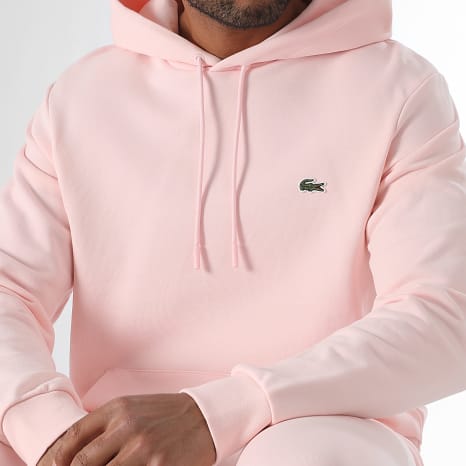 Lacoste - Sudadera Capucha Logo Bordado Cocodrilo Classic Fit Rosa