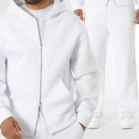 LBO - Ensemble Sweat Zippé Capuche Et Pantalon Jogging 4119 Blanc