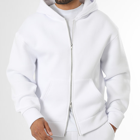 LBO - Ensemble Sweat Zippé Capuche Et Pantalon Jogging 4119 Blanc