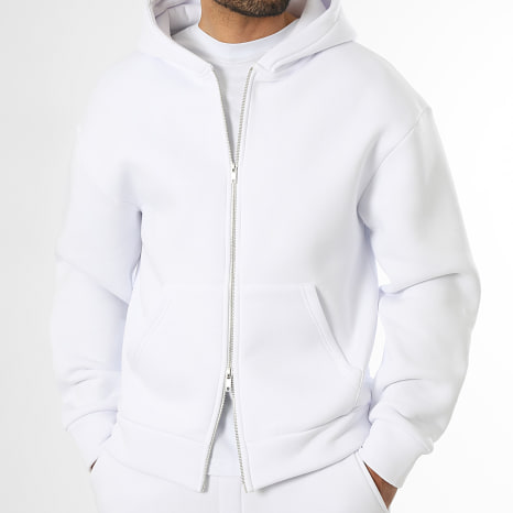 LBO - Ensemble Sweat Zippé Capuche Et Pantalon Jogging 4119 Blanc