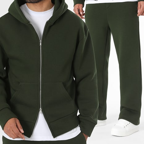 LBO - Ensemble Sweat Zippé Capuche Et Pantalon Jogging 4123 Vert Kaki