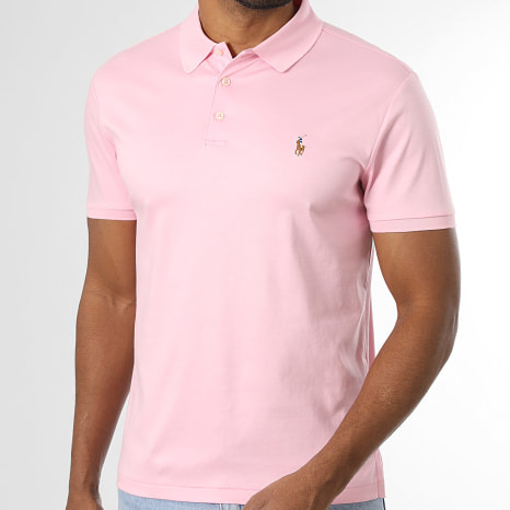 Polo Ralph Lauren - Polo Manches Courtes Custom Slim Oxford Rose