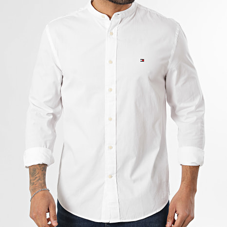 Tommy Hilfiger - Chemise Manches Longues Regular Fit Flex Poplin Solid Stand 9966 Blanc
