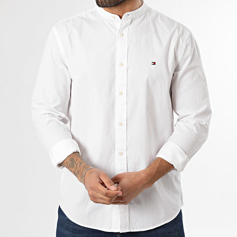 Tommy Hilfiger - Chemise Manches Longues Regular Fit Flex Poplin Solid Stand 9966 Blanc