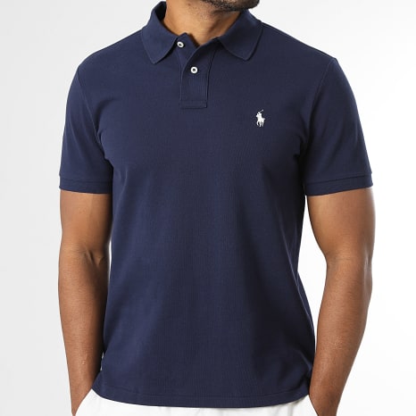 Polo Ralph Lauren - Polo Manches Courtes Custom Slim Original Player Bleu Marine