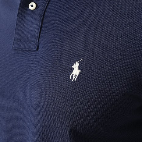 Polo Ralph Lauren - Polo Manches Courtes Custom Slim Original Player Bleu Marine