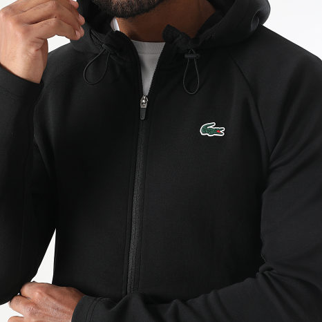Lacoste - Chaqueta con cremallera y capucha Logo Cocodrilo Negro
