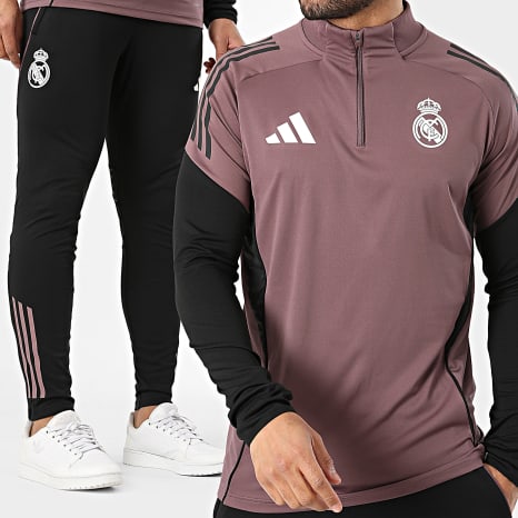 Adidas Performance - Conjunto Camiseta de Manga Larga y Pantalón de chándal Real Madrid JZ9015 JZ9011 Violeta Negro