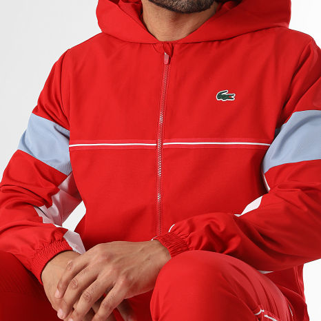 Lacoste - Jacket Hooded Zipped Embroidered Crocodile Logo Red
