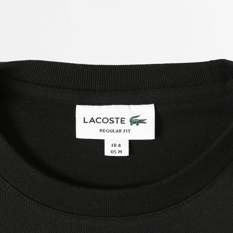 Lacoste - Tee Shirt A Bandes Regular Fit Logo Brodé Crocodile Noir