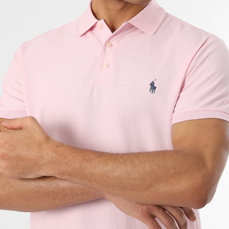 Polo Ralph Lauren - Polo Manches Courtes Texturé Custom Slim Fit Original Player Rose