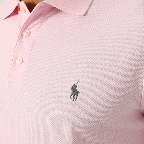 Polo Ralph Lauren - Polo Manches Courtes Texturé Custom Slim Fit Original Player Rose
