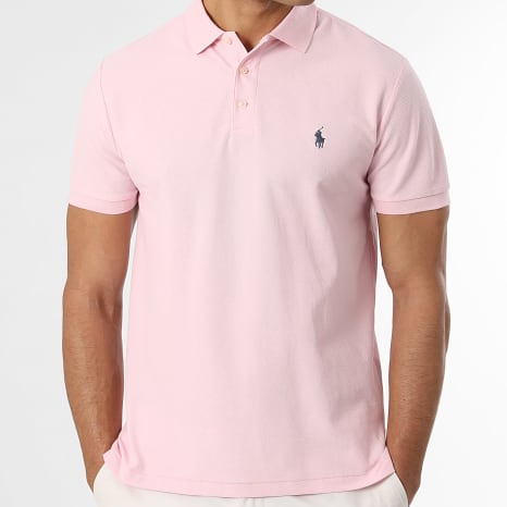 Polo Ralph Lauren - Polo Manches Courtes Texturé Custom Slim Fit Original Player Rose