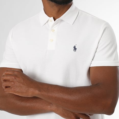 Polo Ralph Lauren - Polo Manches Courtes Texturé Custom Slim Fit Original Player Blanc