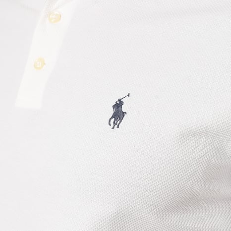 Polo Ralph Lauren - Polo Manches Courtes Texturé Custom Slim Fit Original Player Blanc