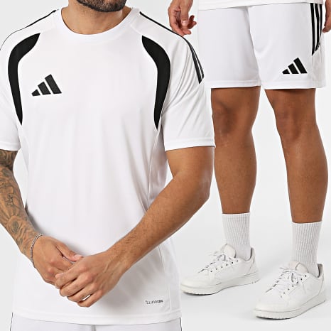 Adidas Sportkleding - Co-ord Set T-Shirt En Joggingbroek Short Met Strepen Tiro 26 KB1352 KA8775 Wit Zwart