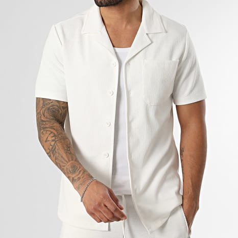 Classic Series - Conjunto Camisa De Manga Corta Y Pantalón Texturizado 436 Beige Claro