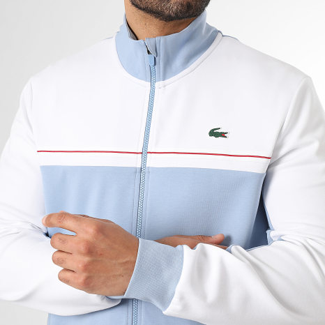 Lacoste - Chaqueta con cremallera Logo Cocodrilo Azul Claro Blanco