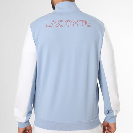 Lacoste - Chaqueta con cremallera Logo Cocodrilo Azul Claro Blanco