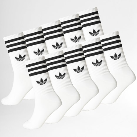 Adidas Originals - Pack de 10 Pares de Calcetines 3 Stripes Crew KH1557 Blanco