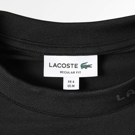 Lacoste - Tee Shirt Logo Brodé Crocodile Ton Sur Ton Regular Fit Noir