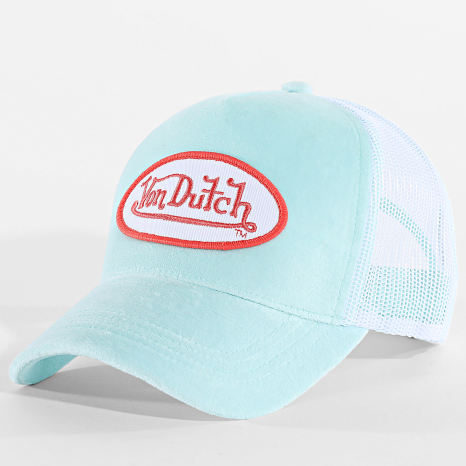 Von Dutch - Casquette Trucker Soft Velvet Kylie Bleu Ciel Blanc