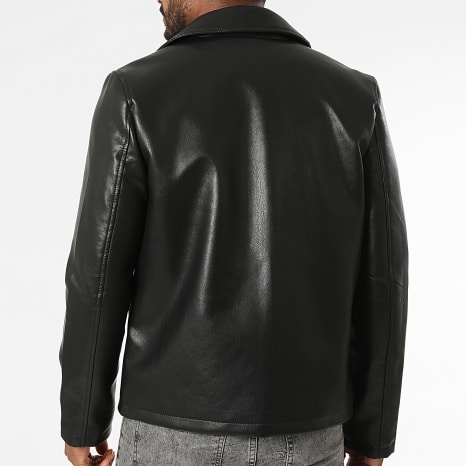 Frilivin - Chaqueta de imitación cuero con cremallera I05 Negro