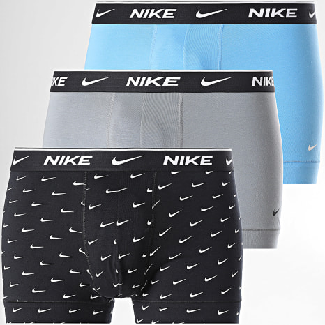 Nike - Lot De 3 Boxers Essential Cotton Stretch KE1284 Noir Gris Bleu Clair