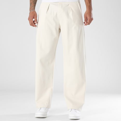 LBO - Lot De 2 Pantalons Habillés Larges A Plis 2324 2379 Beige Clair Bleu Marine