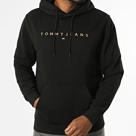 Tommy Jeans - Sudadera Capucha Linear Logo 0746 Negro