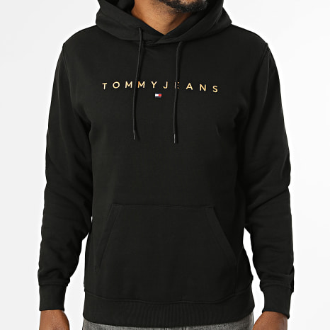 Tommy Jeans - Sudadera Capucha Linear Logo 0746 Negro